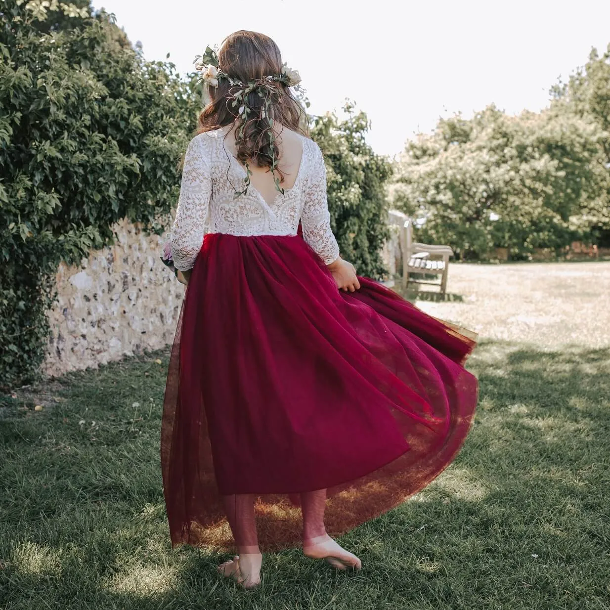 Bohemian Classic Long Sleeve Dress - Wine