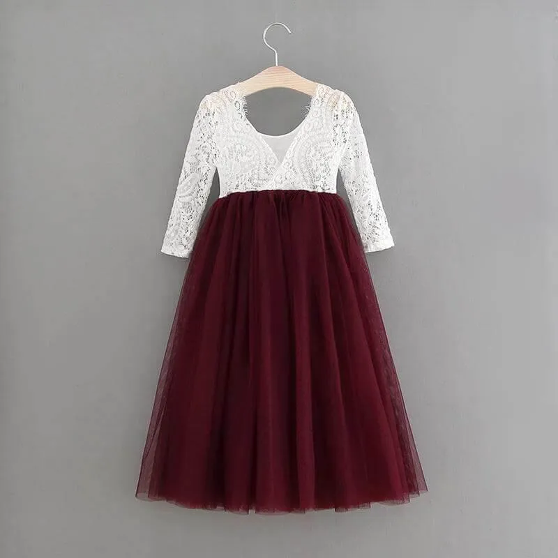 Bohemian Classic Long Sleeve Dress - Wine