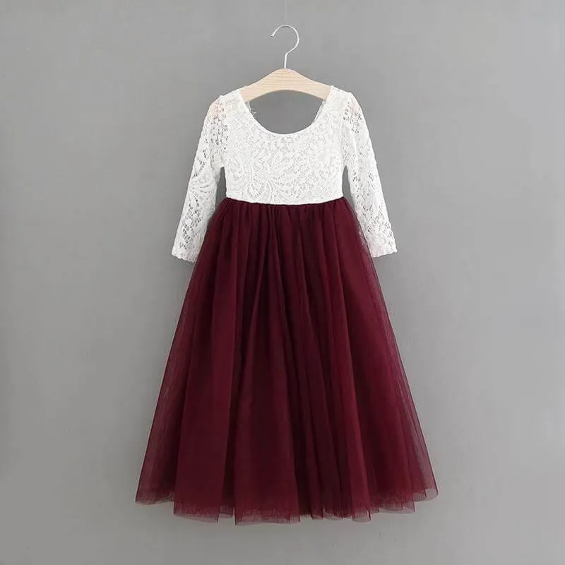 Bohemian Classic Long Sleeve Dress - Wine