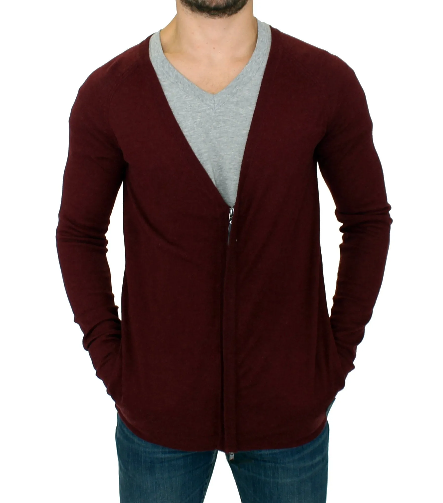 Bordeaux zipper cardigan sweater