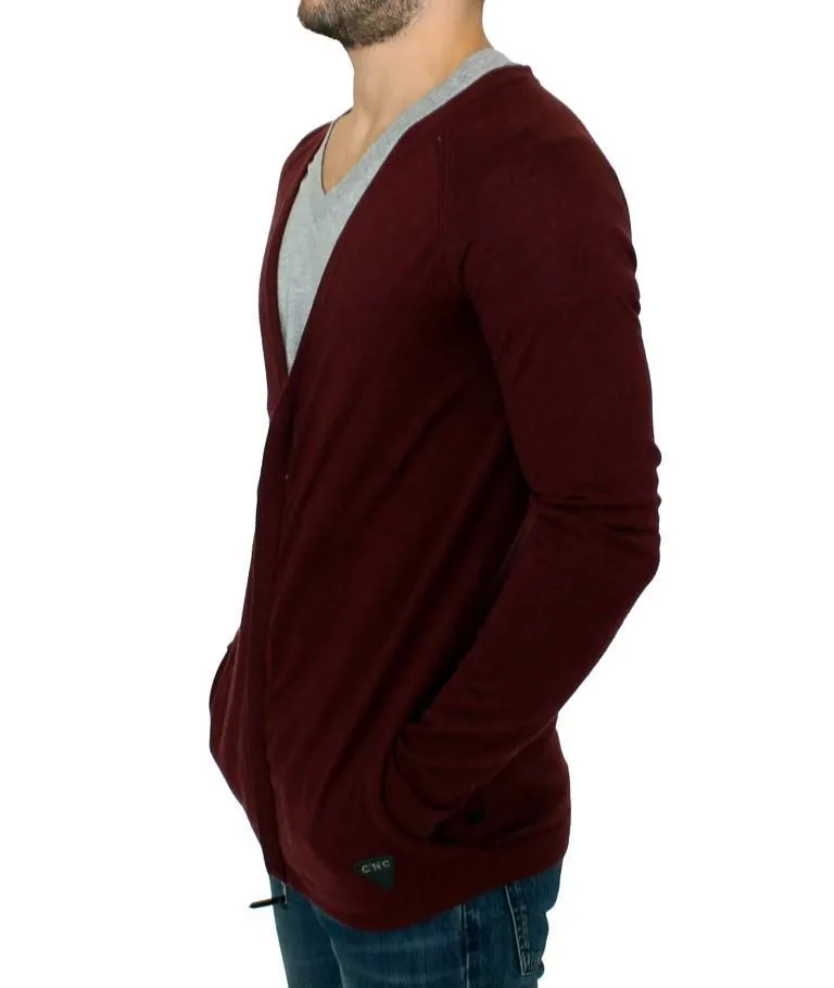 Bordeaux zipper cardigan sweater