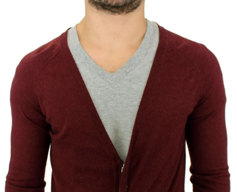 Bordeaux zipper cardigan sweater