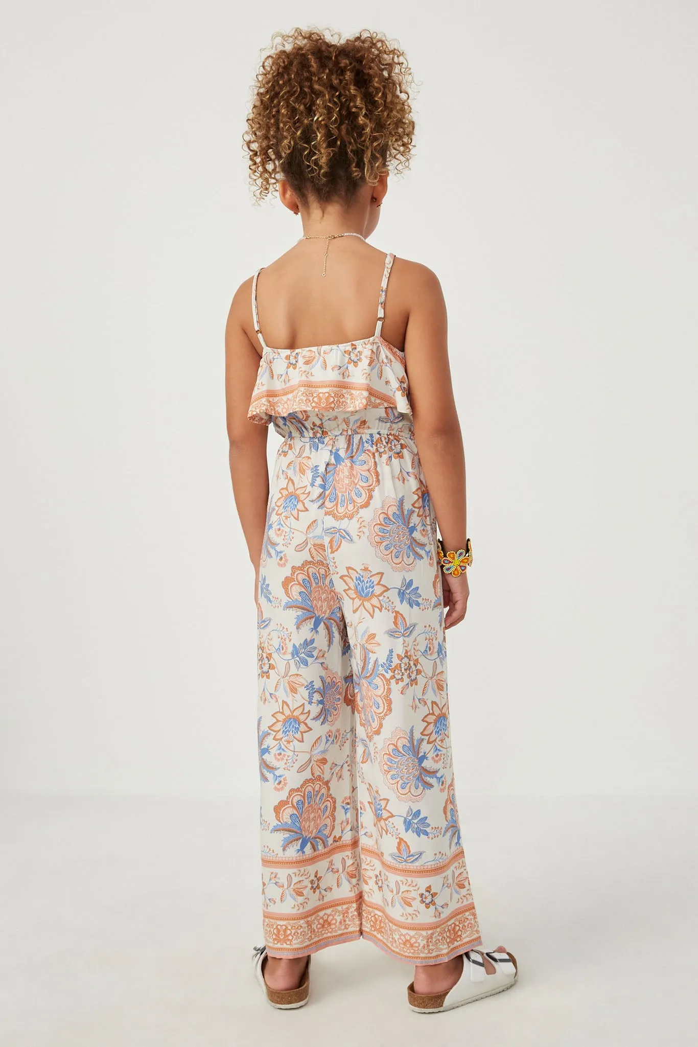 Border Print Wide Leg Layered Jumpsuit