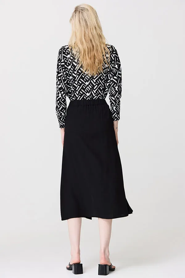 BOW WAIST FLOWING LONG SKIRT