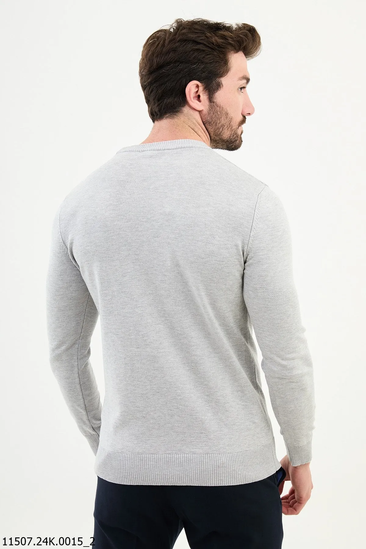 Brabion Dante Slim Fit Gray Knitted Sweater