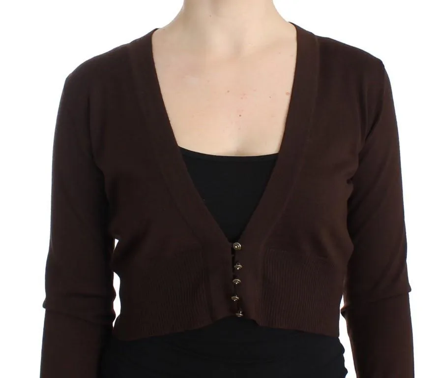 Brown cropped wool cardigan