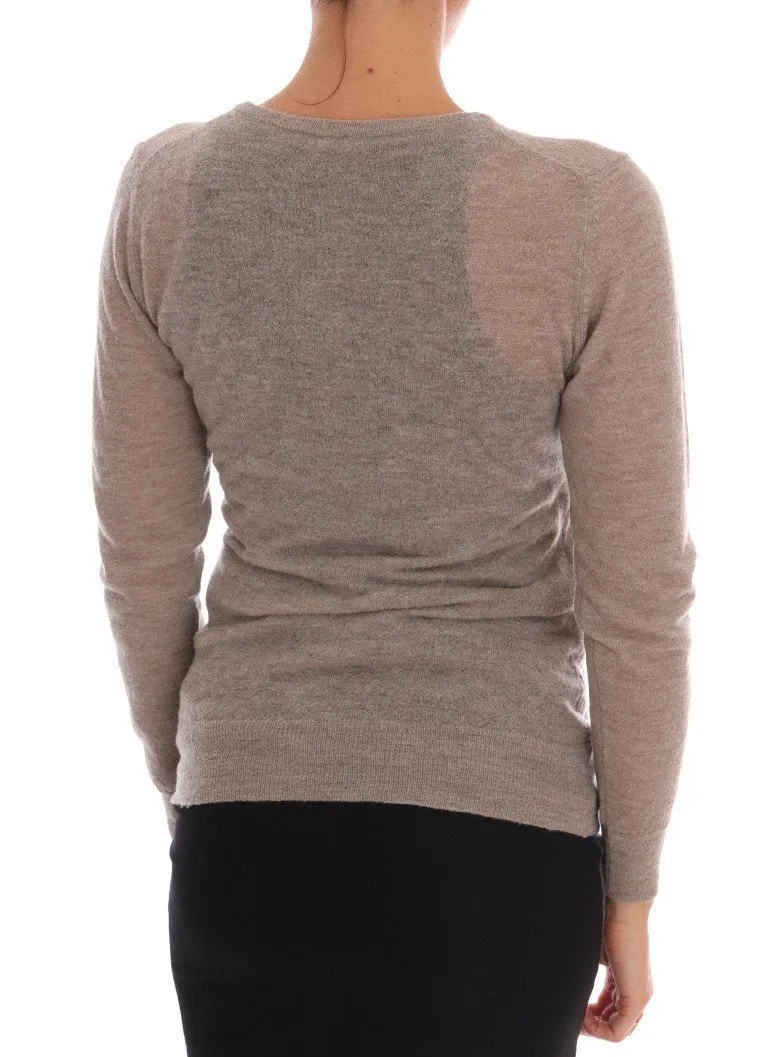 Brown Wool Knit Cardigan Sweater