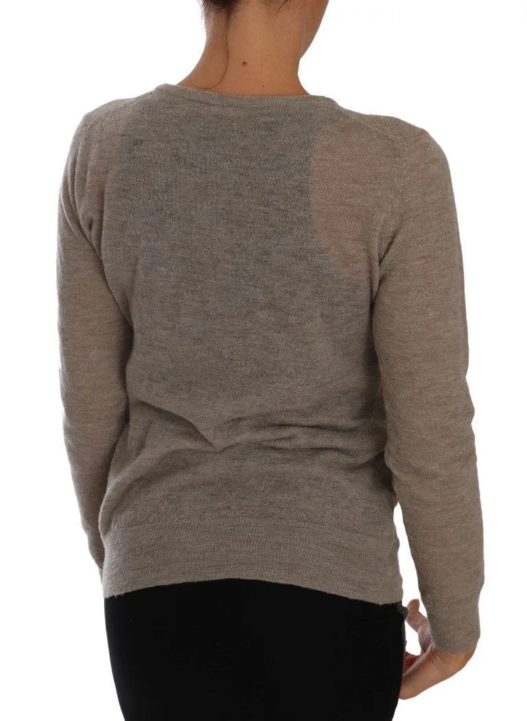 Brown Wool Knit Cardigan Sweater