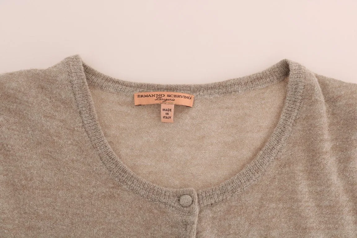 Brown Wool Knit Cardigan Sweater