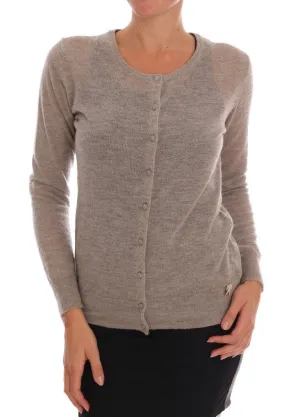 Brown Wool Knit Cardigan Sweater