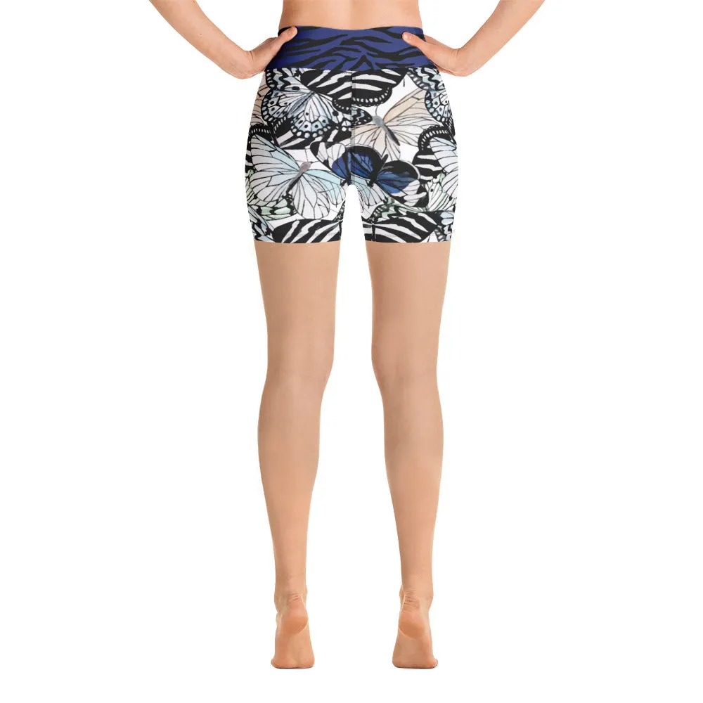 Butterflies and Zebra - Yoga Shorts
