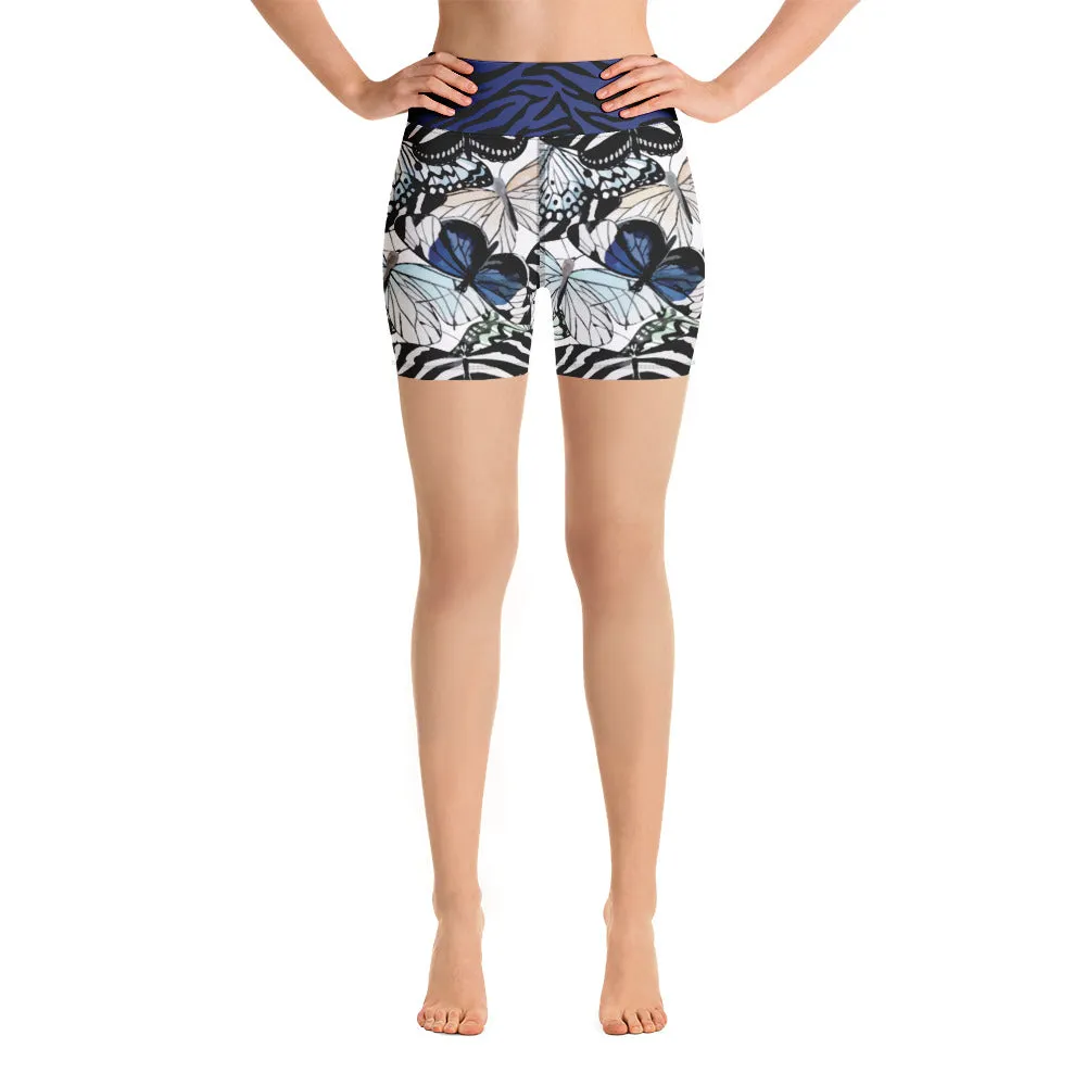 Butterflies and Zebra - Yoga Shorts