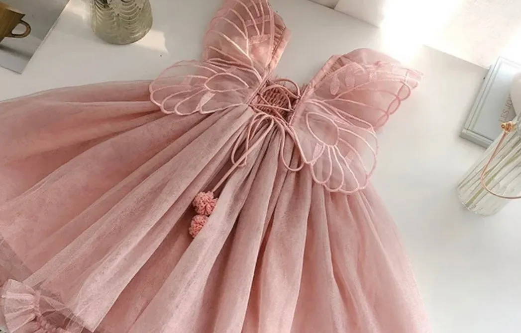 Butterfly Tutu Dress - Blush Pink