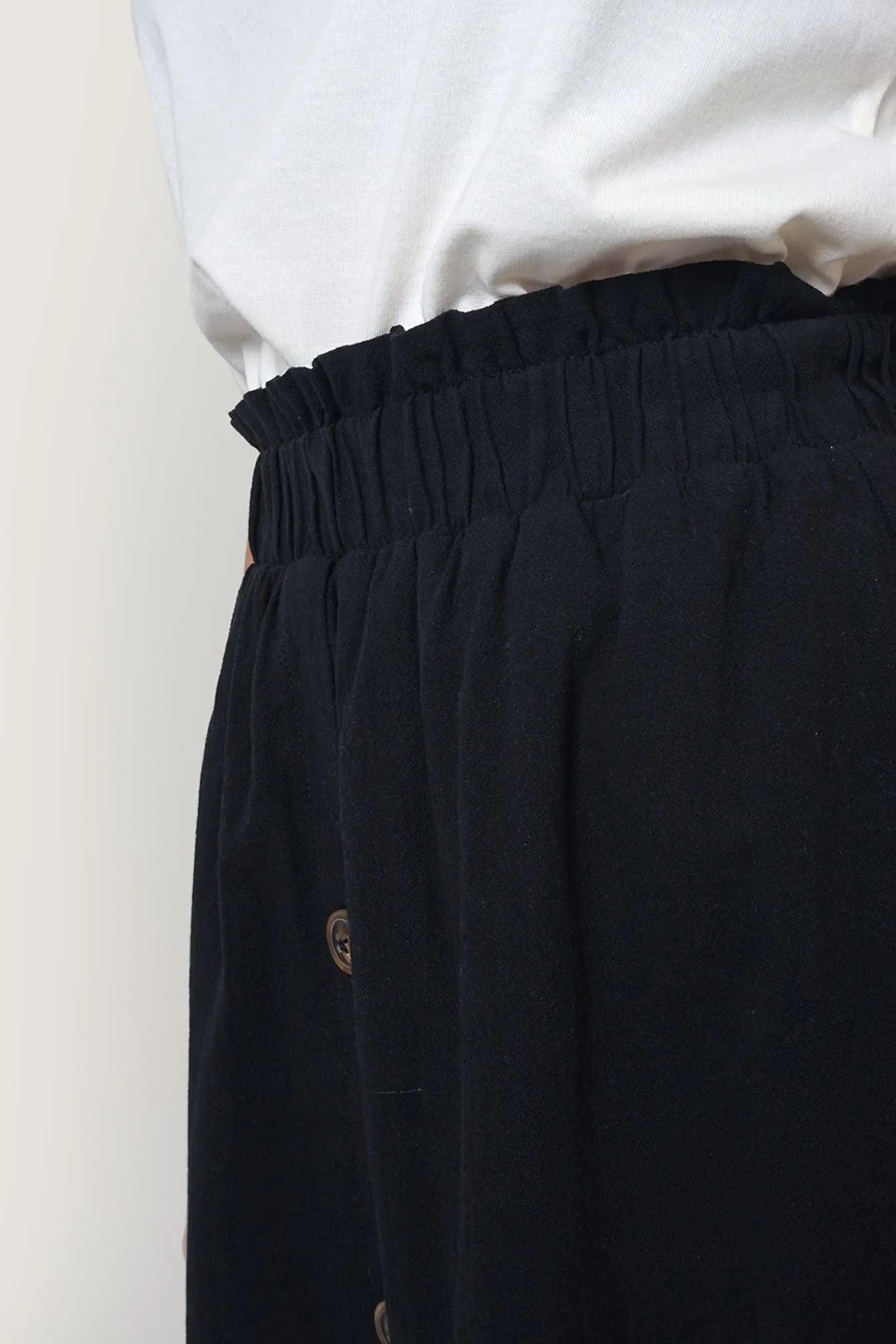 Button Front Paper Bag Midi Skirt