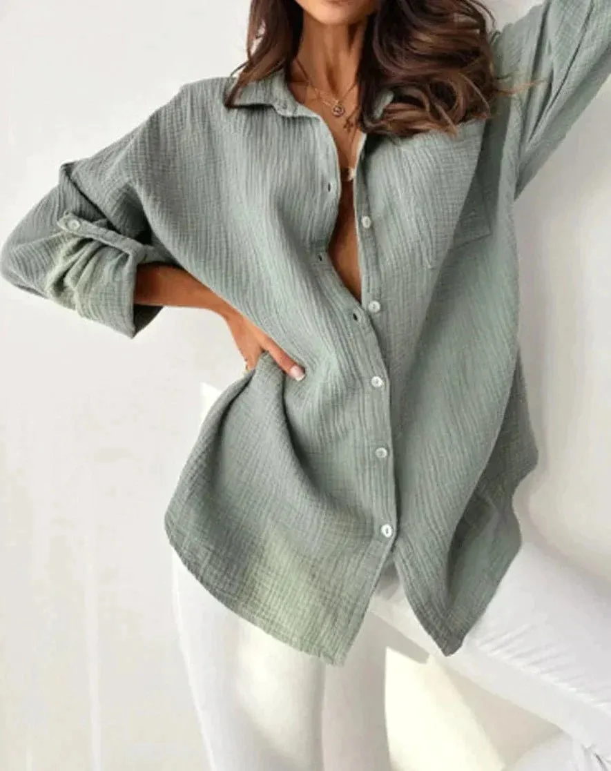 Button-Up Blouse – Bright Orange – Casual Summer Style