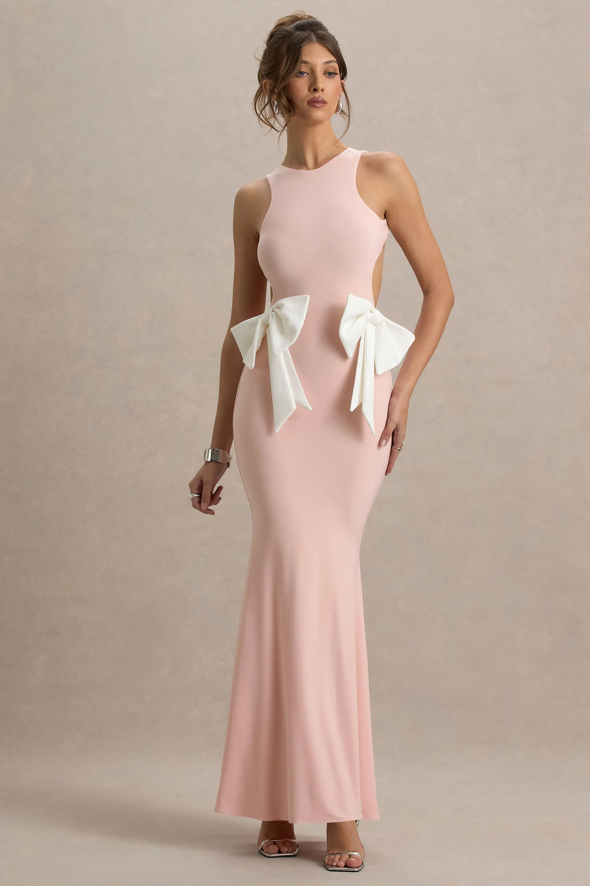 By Your Side | Pink Cut-Out Maxi Dress With Bows