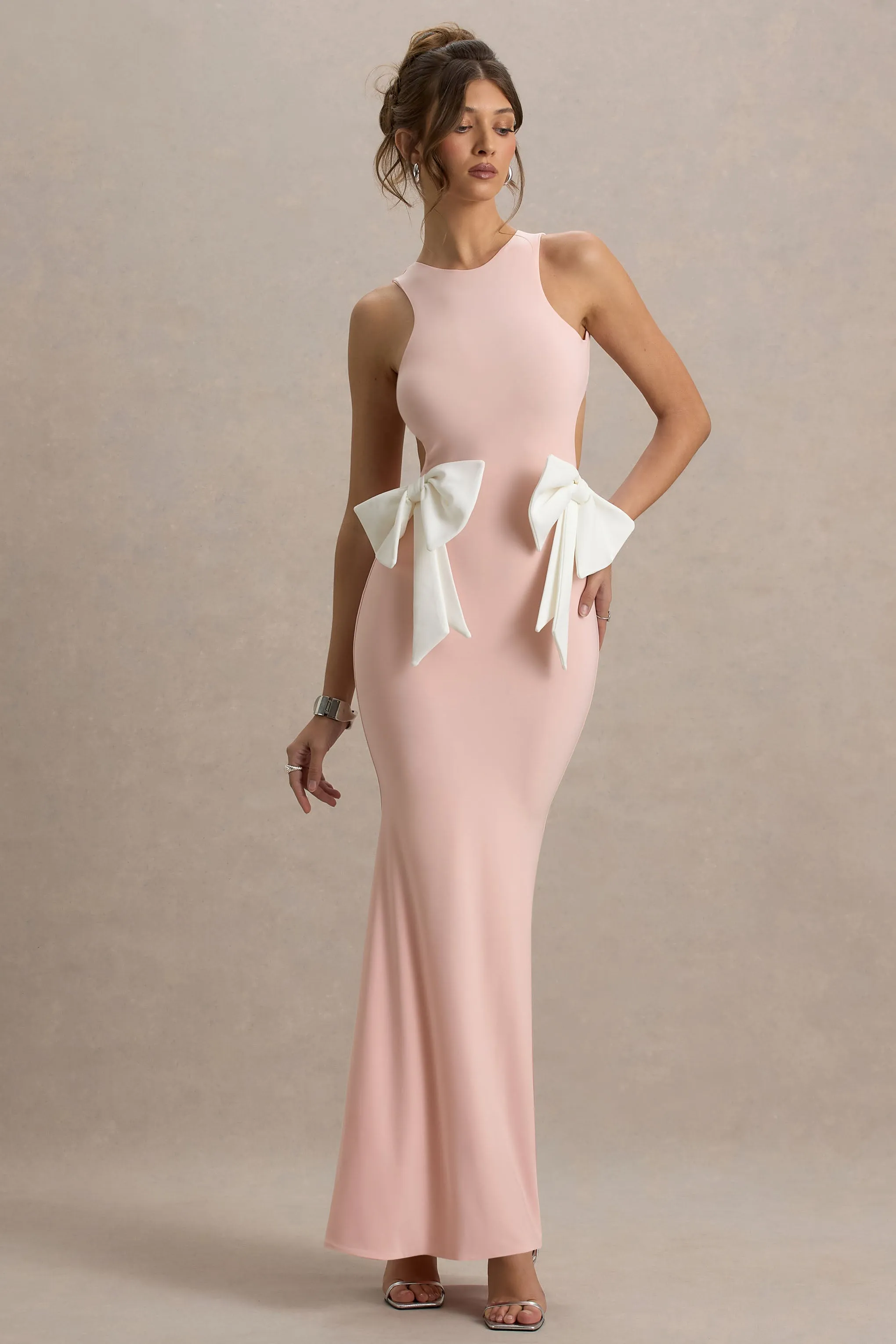 By Your Side | Pink Cut-Out Maxi Dress With Bows