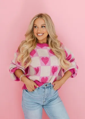 Candy Hearts Pink Multi Sweater