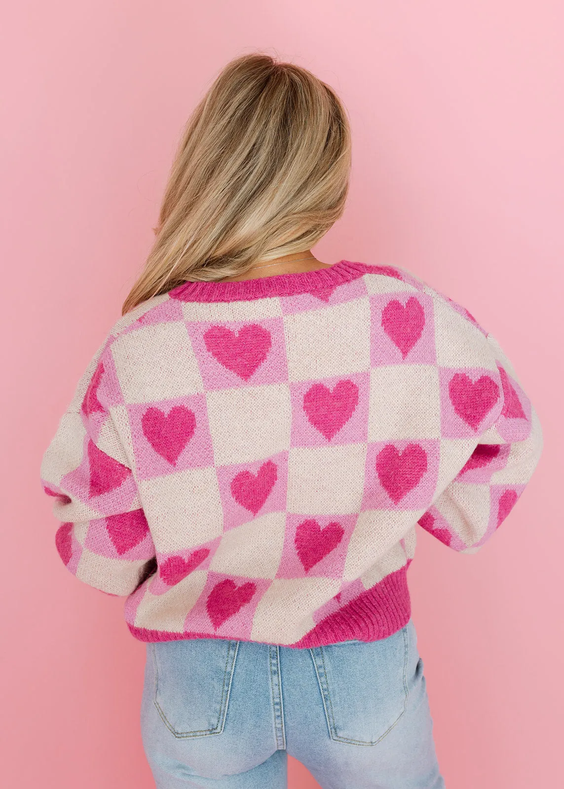 Candy Hearts Pink Multi Sweater