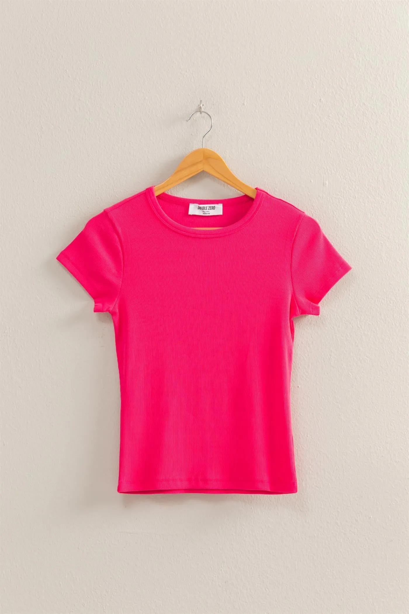 Carrie- Ribbed Crew Neck Short Sleeve Top