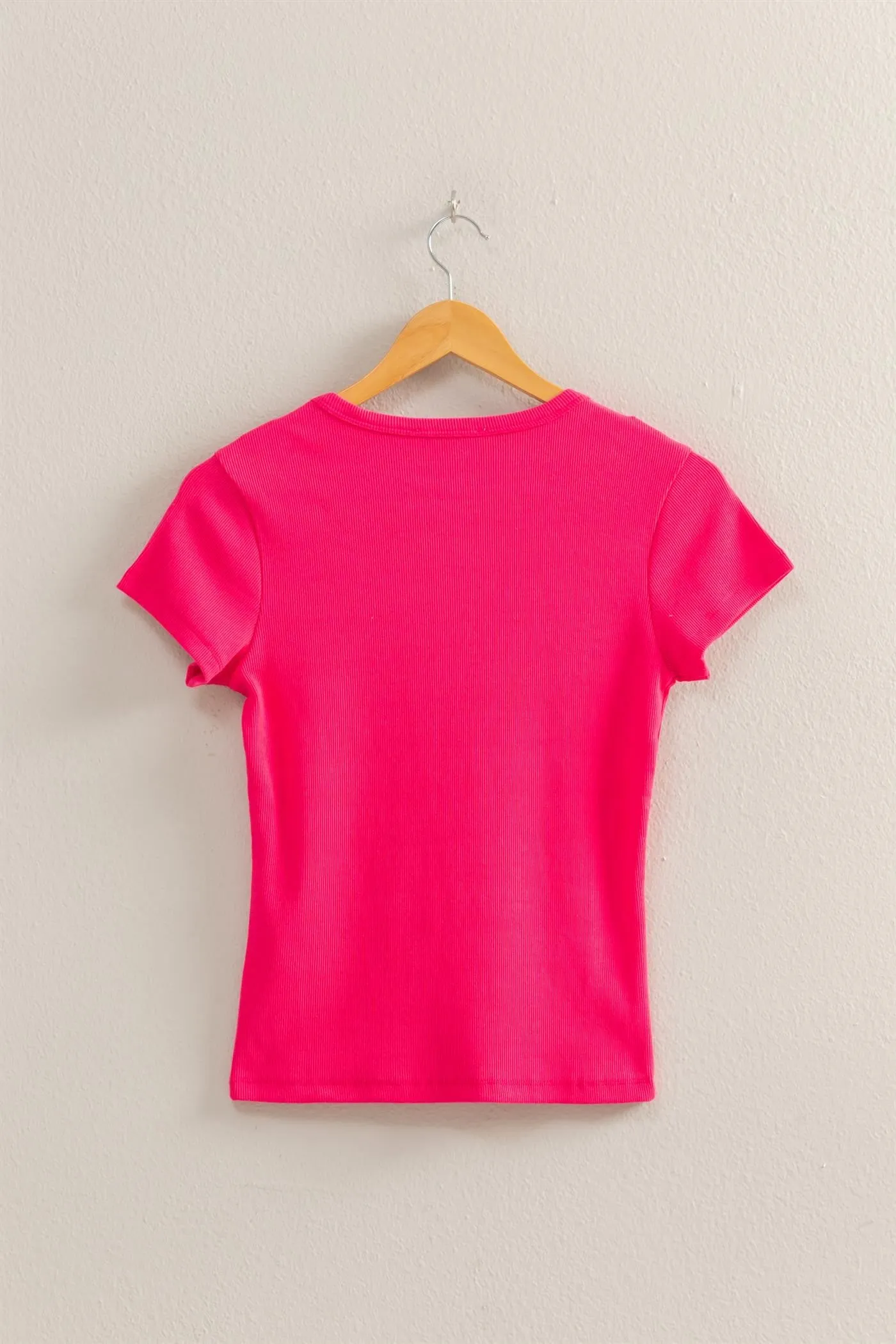 Carrie- Ribbed Crew Neck Short Sleeve Top