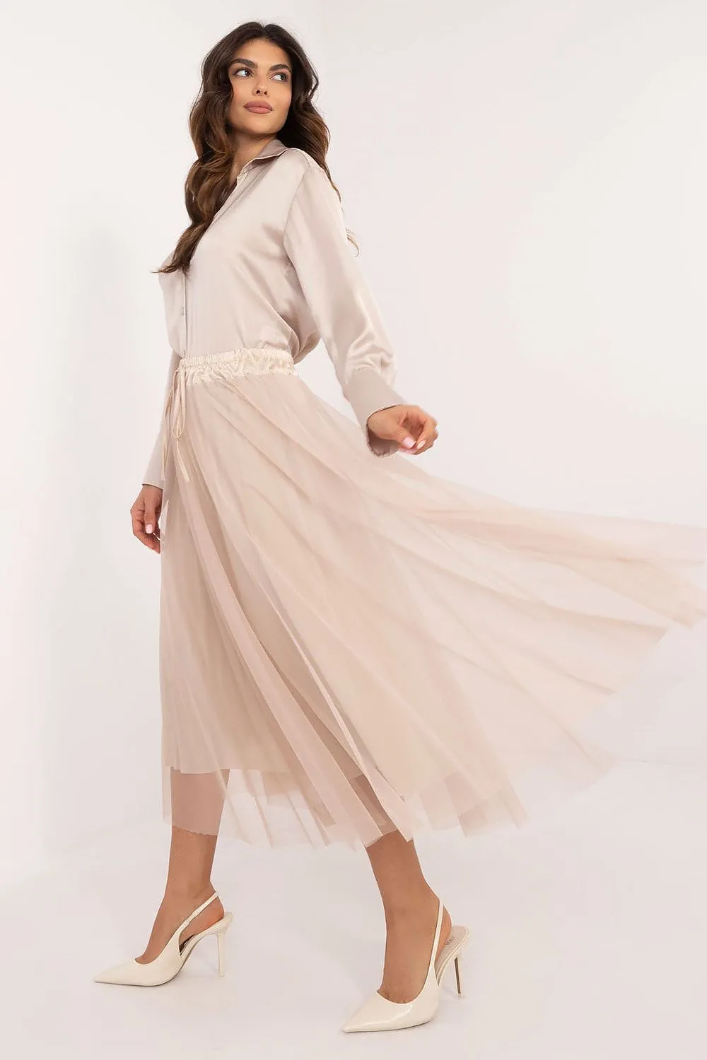 Casual tulle midi skirt