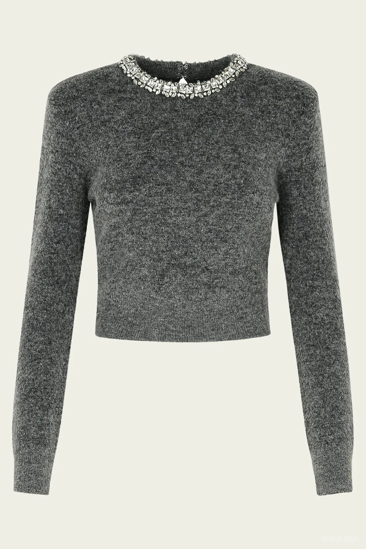 Charcoal Embellished Knit Top