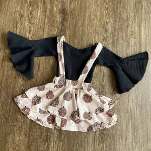 Cheetah Pumpkin Suspender Skirt Set