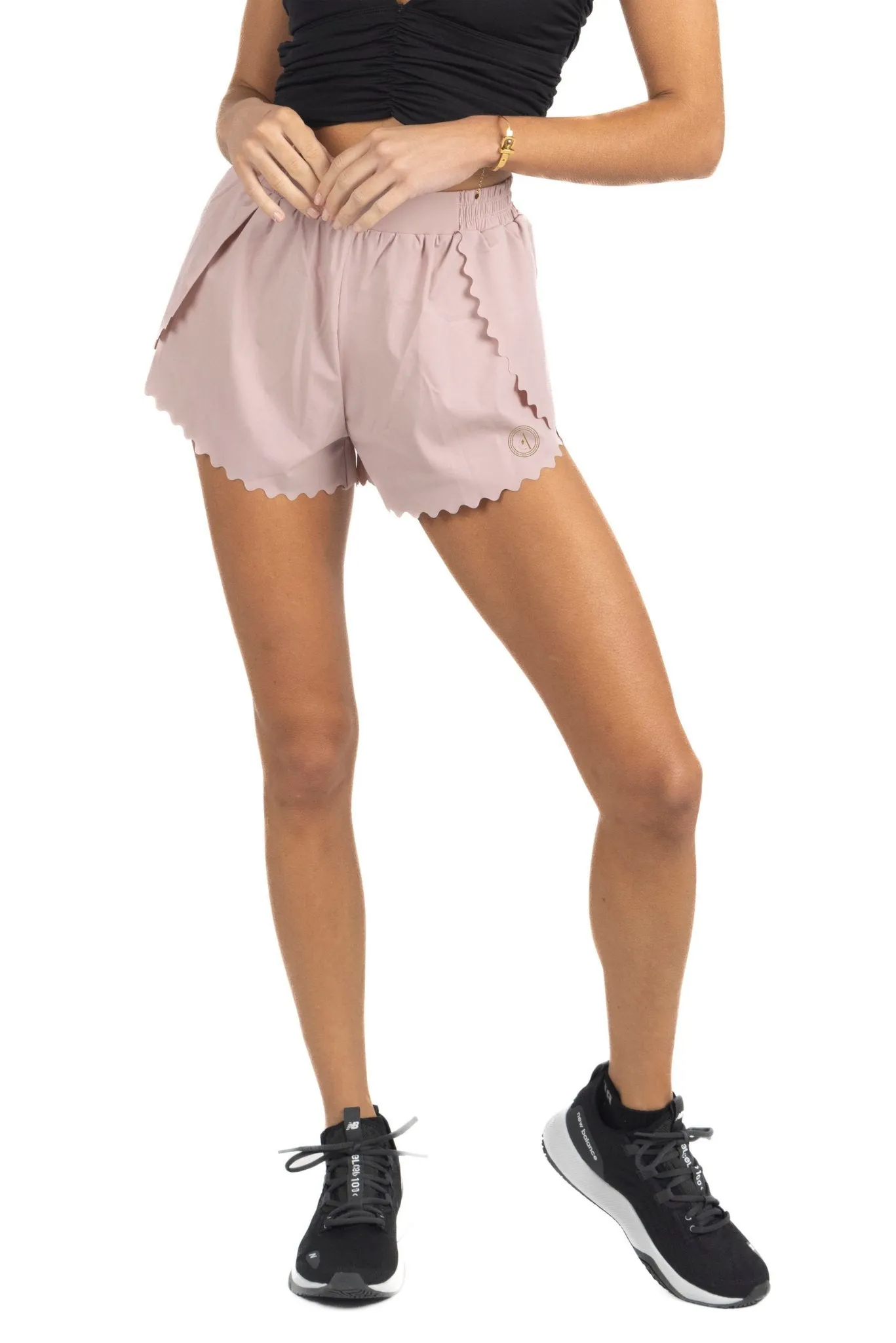 Chloe Romantic Scalloped Detailing Shorts in Soft Pink