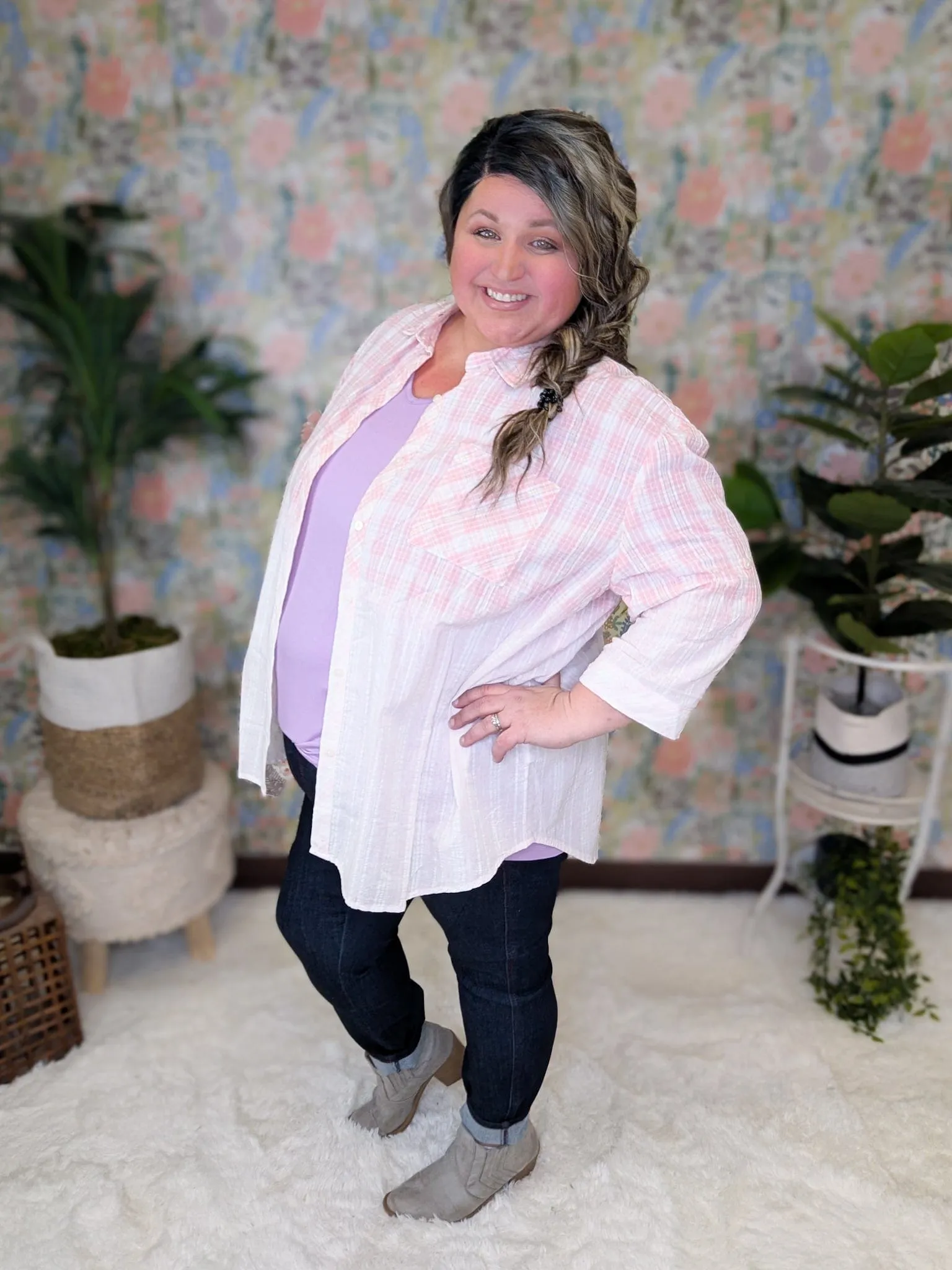 Claudia Dipped Plaid Buttondown (2 Colors)