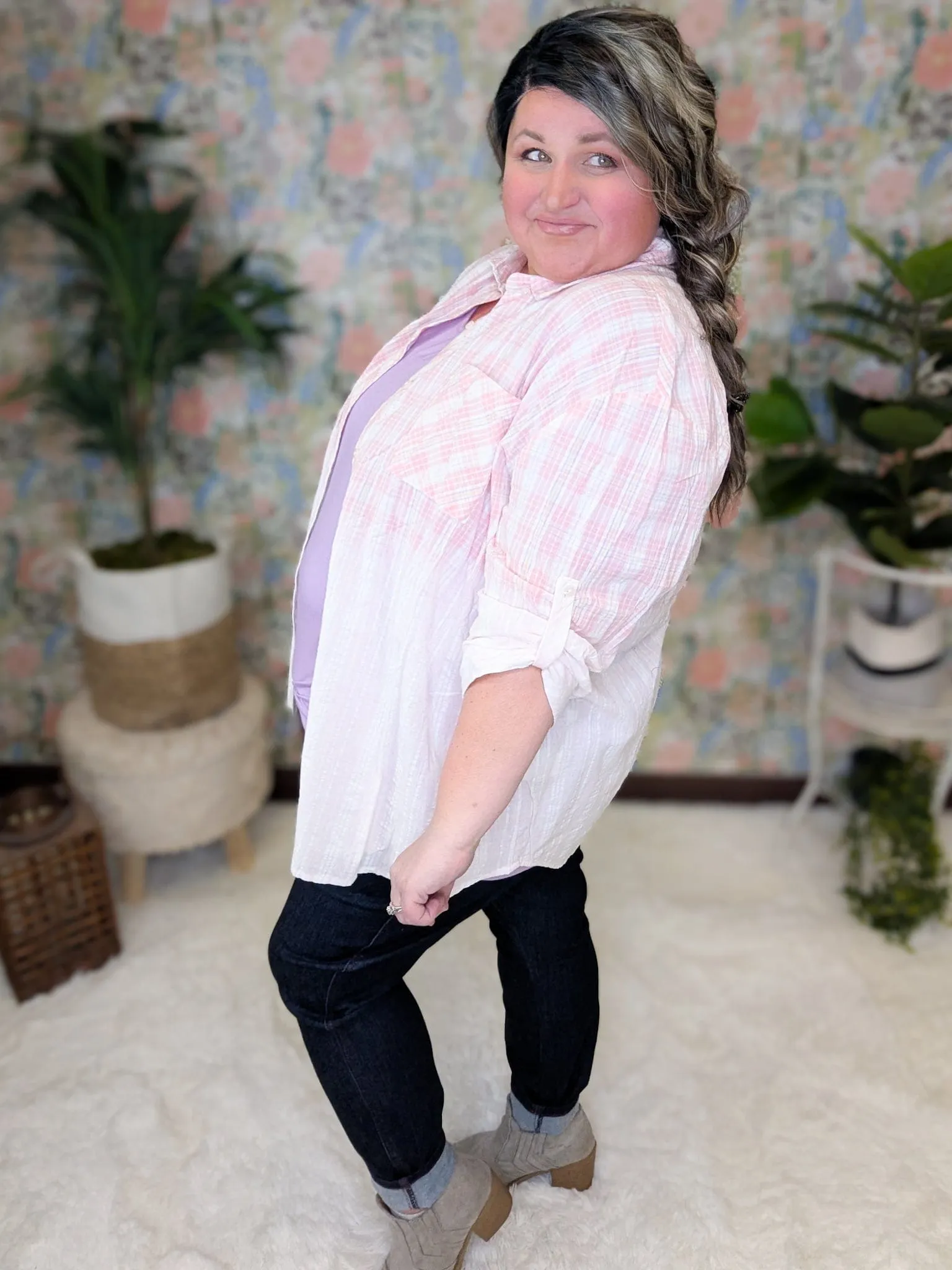Claudia Dipped Plaid Buttondown (2 Colors)