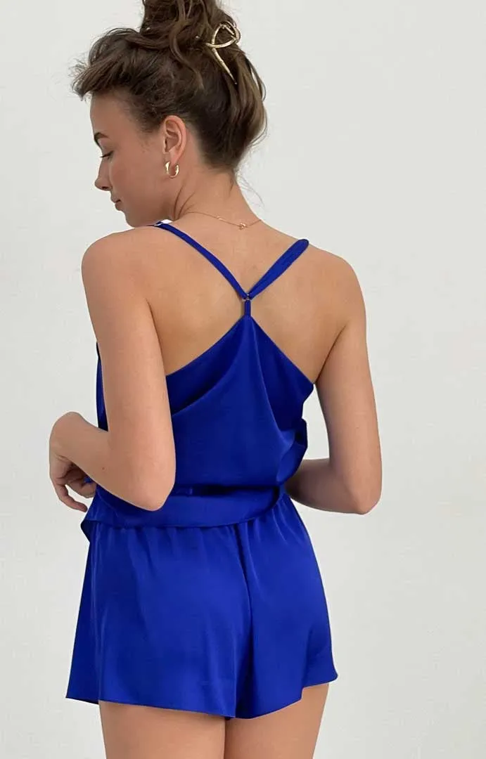 Cobalt Thunder  | Cobalt Blue Satin Camisole & Shorts Set