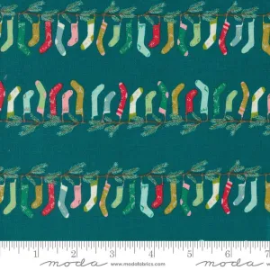 Cozy Wonderland by Moda Fabrics STOCKING STRIPE/TEAL