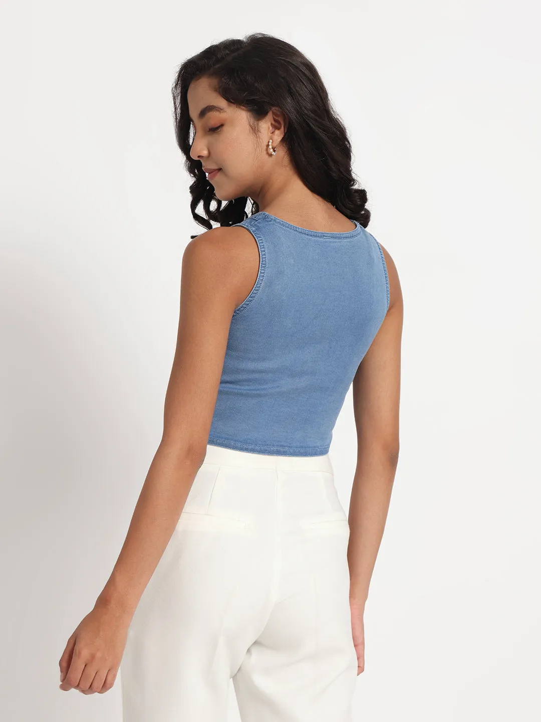Daisy Delight Hand-Painted Buttoned Denim Vest