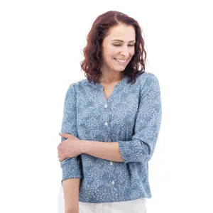 Daisy Smocked Sleeve Print Blouse - J28752AN