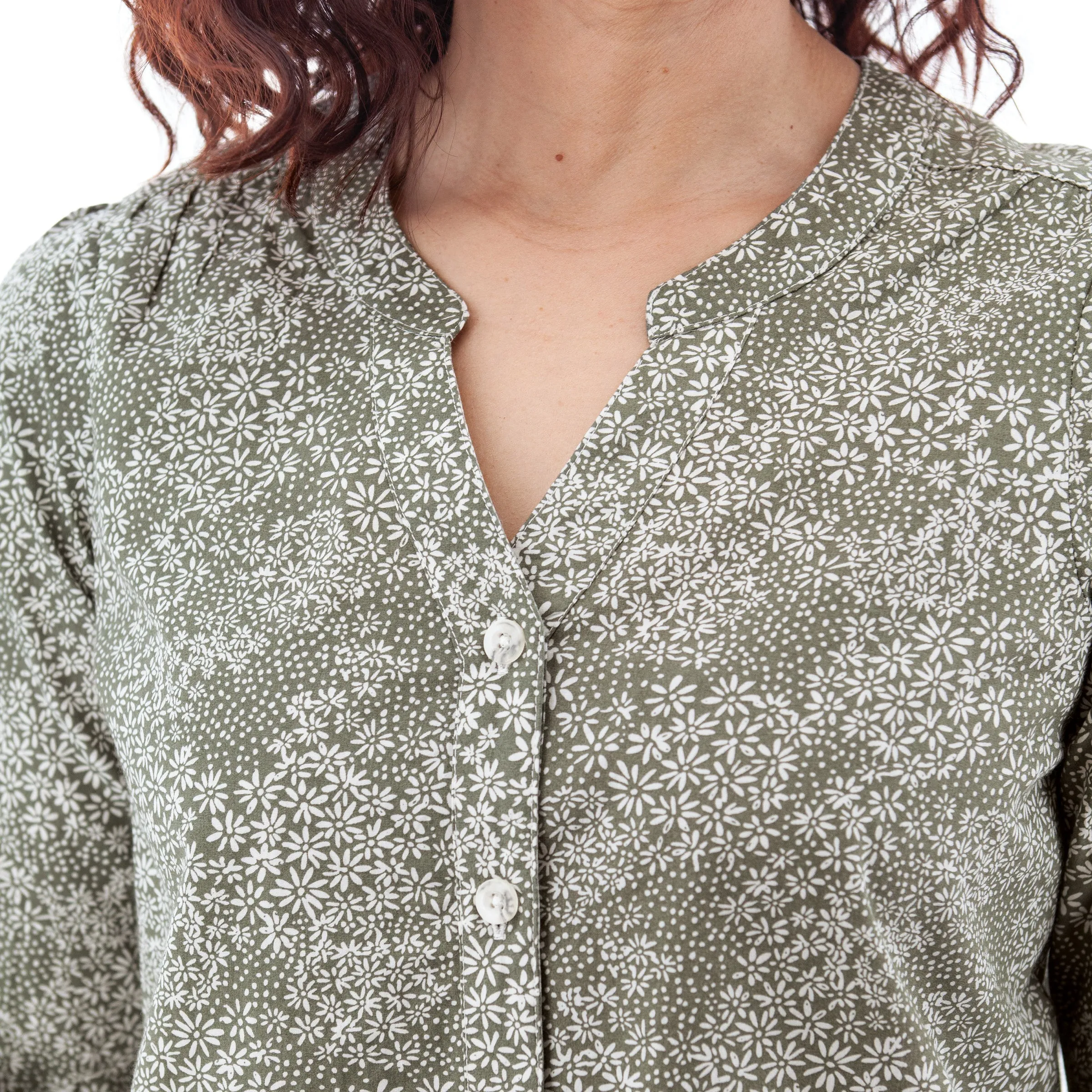 Daisy Smocked Sleeve Print Blouse - J28752AN