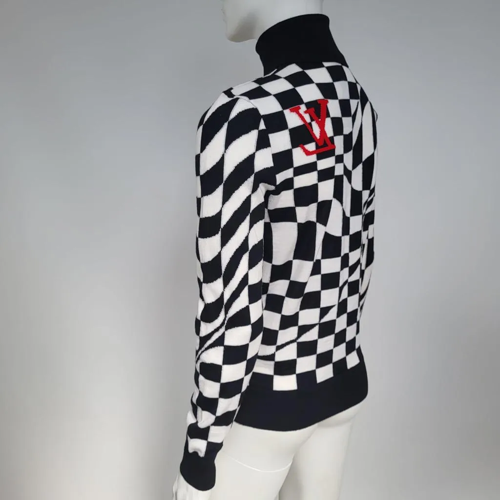 Distorted Damier Intarsia Turtleneck