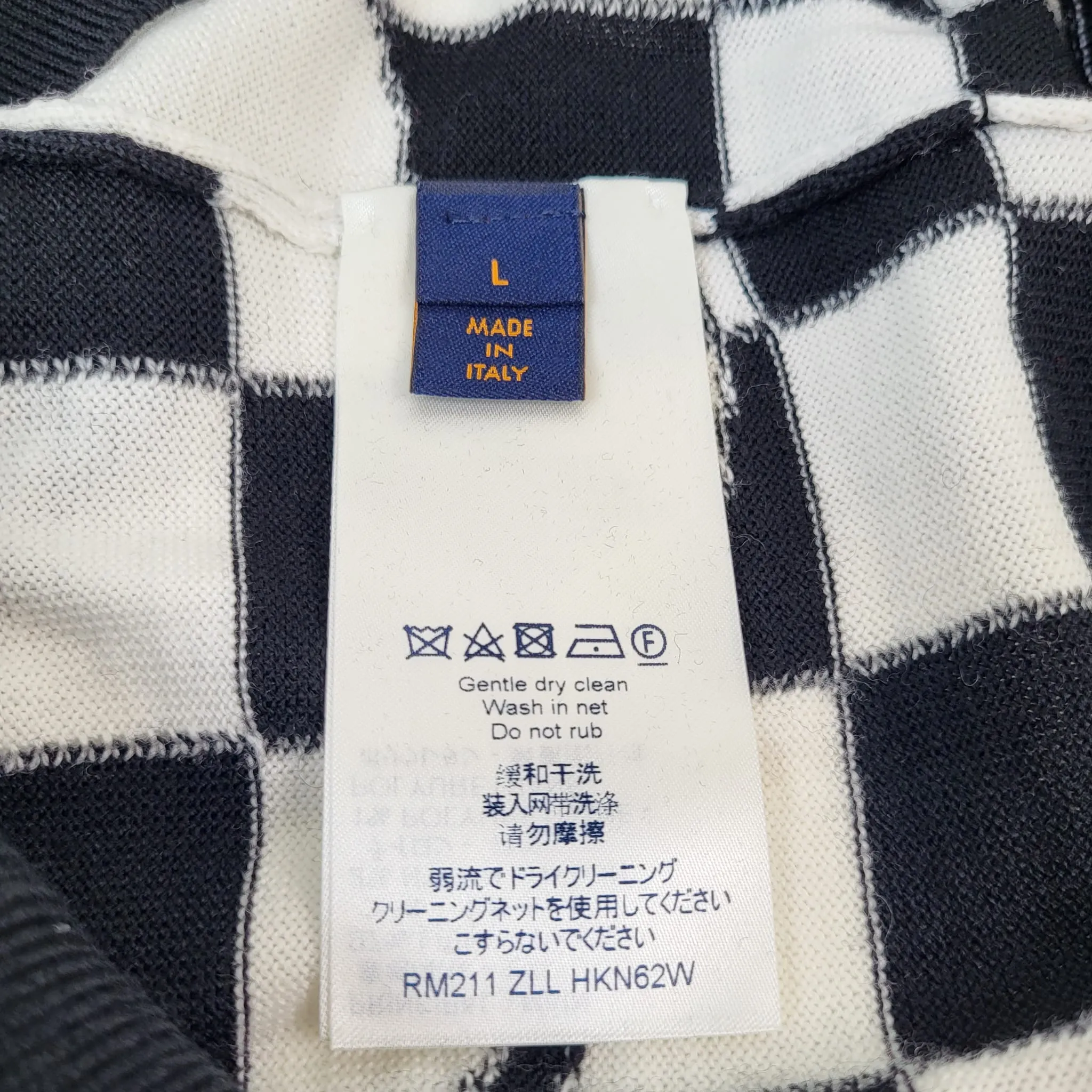 Distorted Damier Intarsia Turtleneck