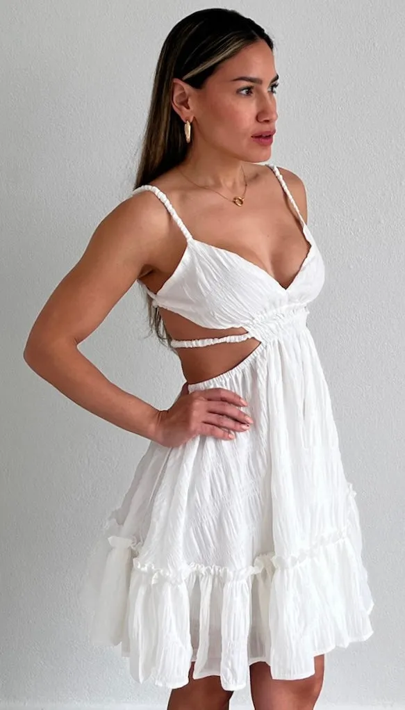 Divine Muse White Cut Out Flare Dress