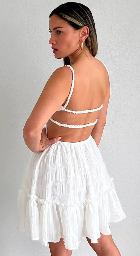 Divine Muse White Cut Out Flare Dress