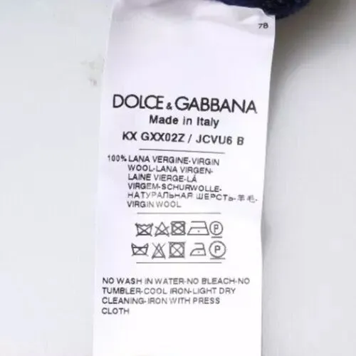 Dolce & Gabbana Blue DG Logo Wool Crew Neck Pullover Sweater