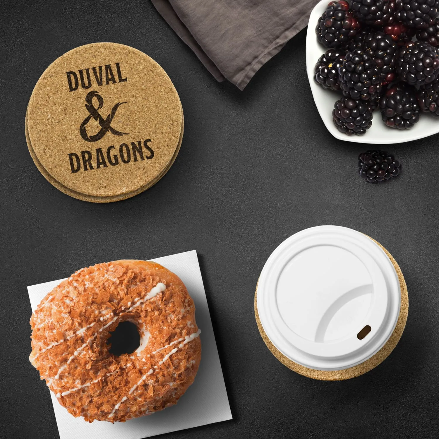 Duval & Dragons Logo Round Cork Coaster Set of 4