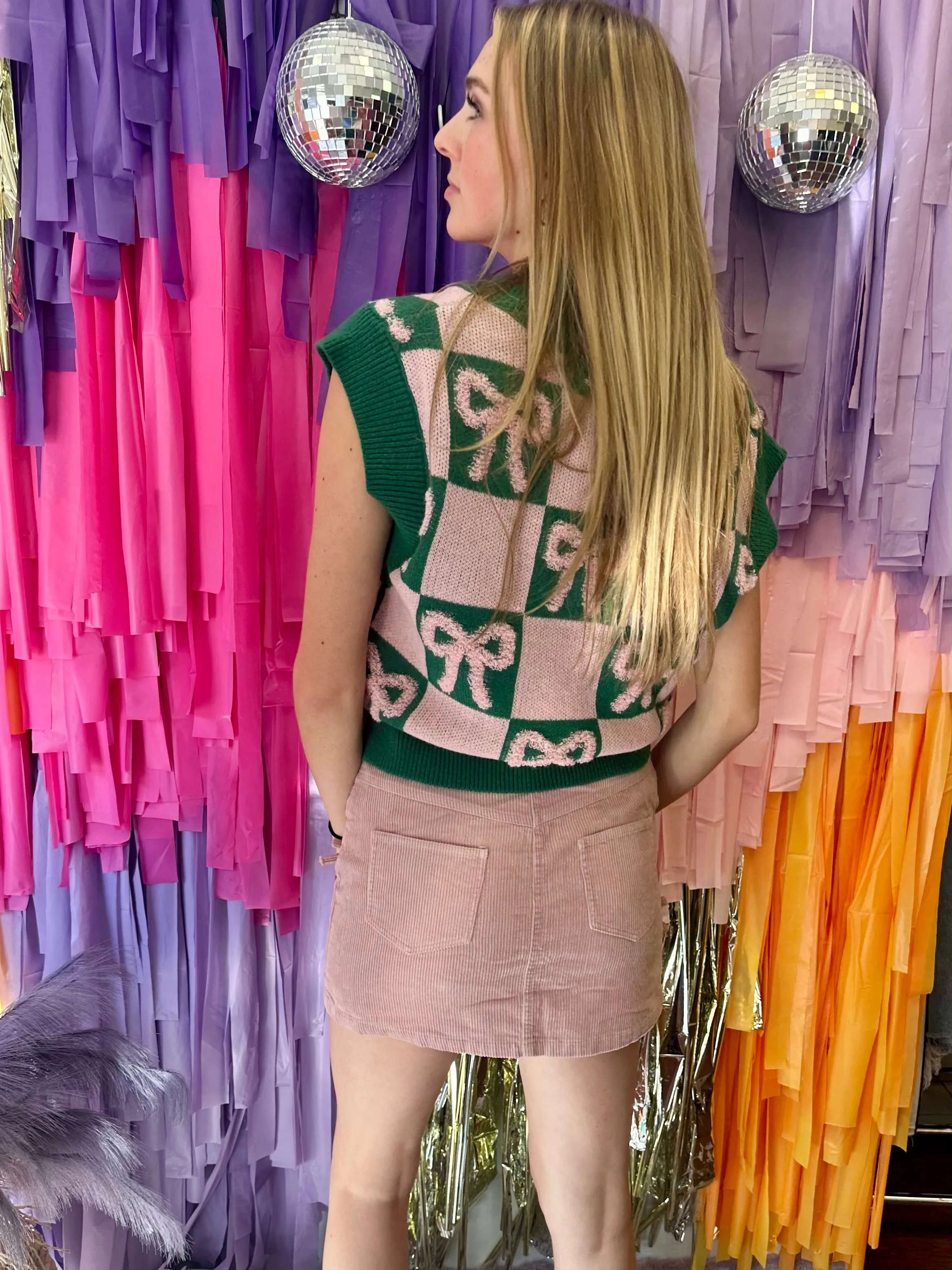 Easy Enough Corduroy Bow Skirt: Dusty Pink