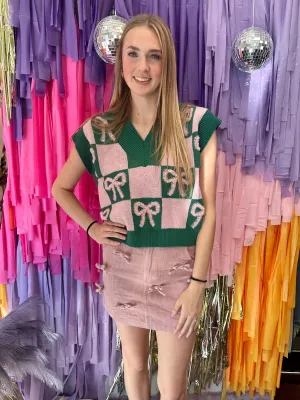 Easy Enough Corduroy Bow Skirt: Dusty Pink