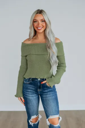 Elaine Off Shoulder Sweater  - Olive