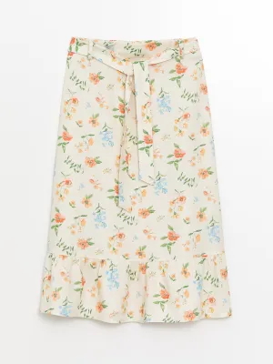 Elastic Waist Floral Girls Skirt