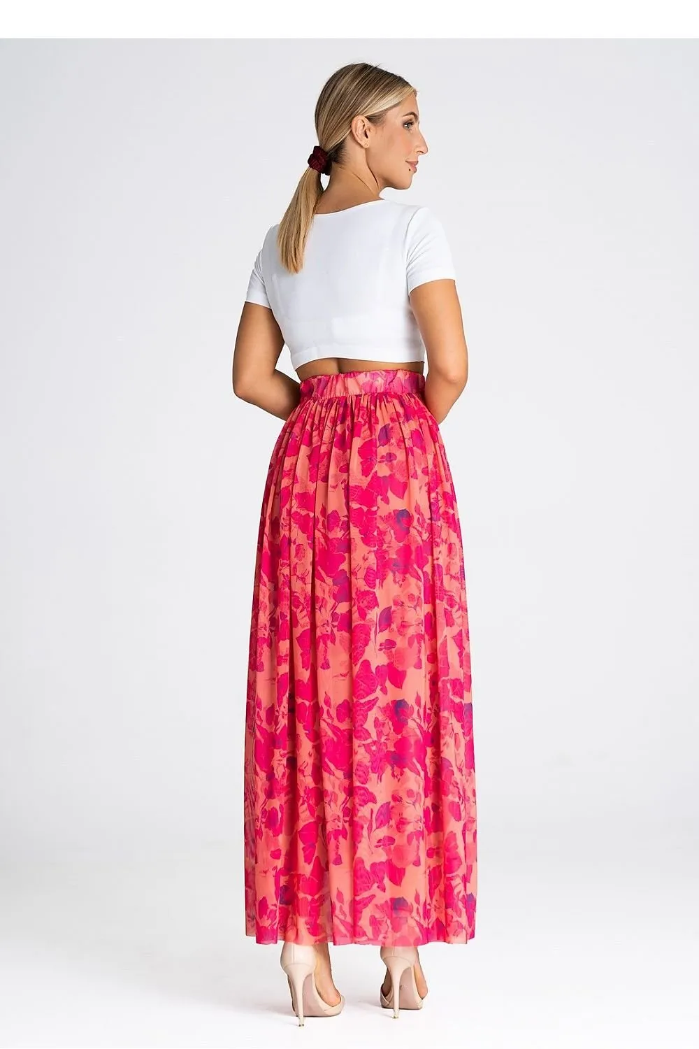 Elegant long flared striking fabric skirt
