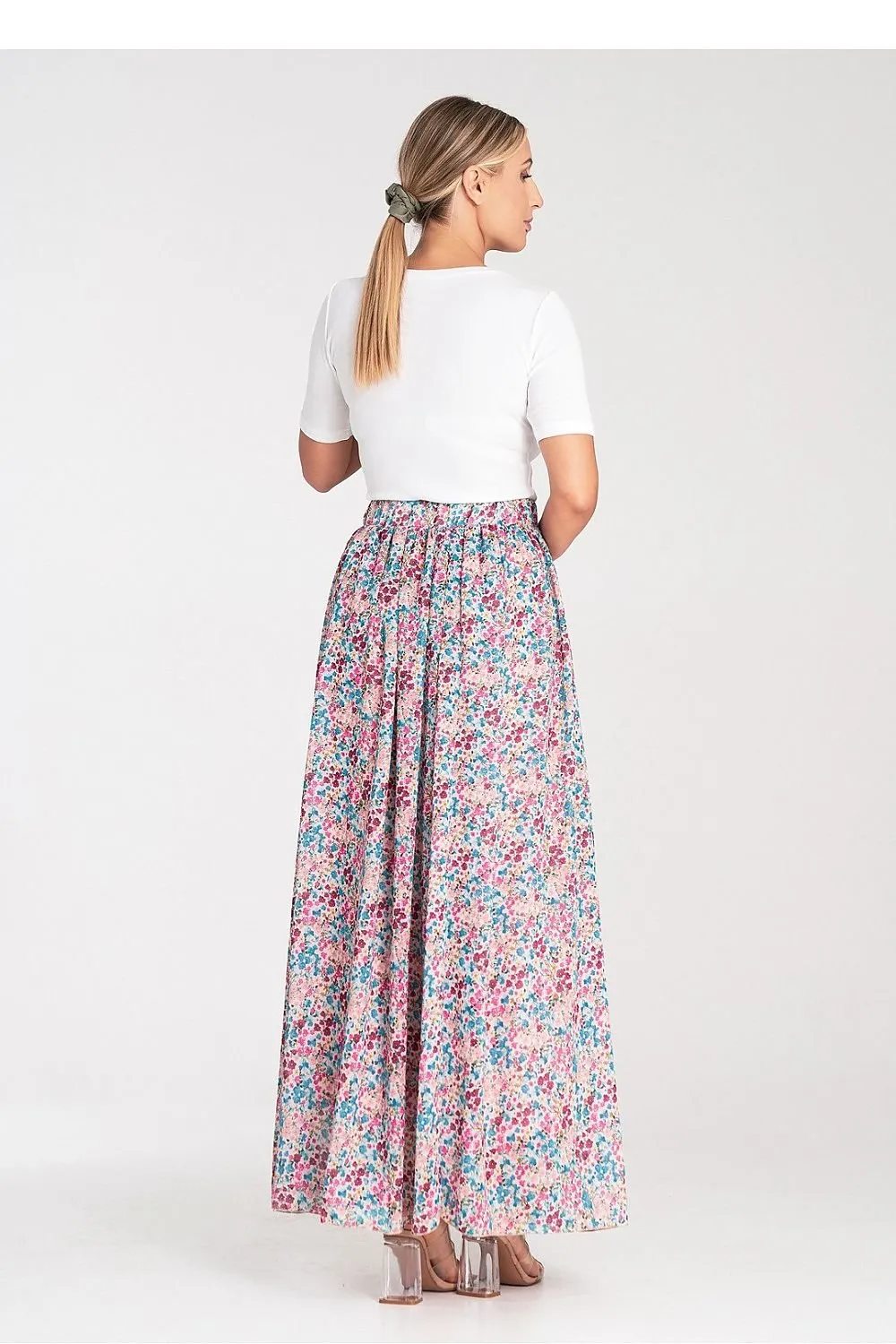 Elegant long flared striking fabric skirt