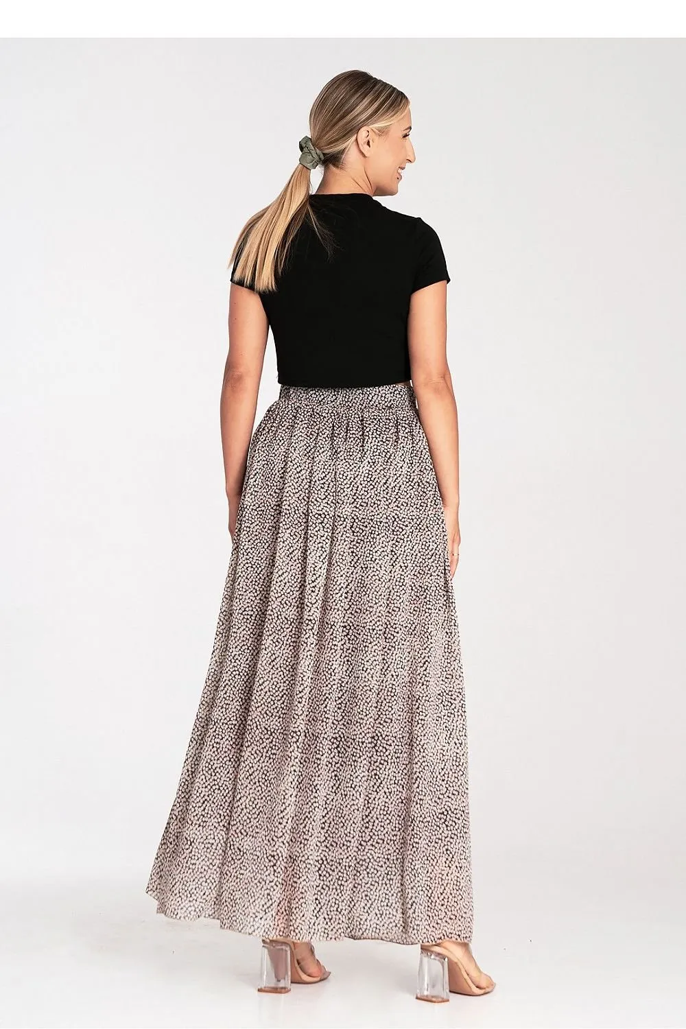 Elegant long flared striking fabric skirt