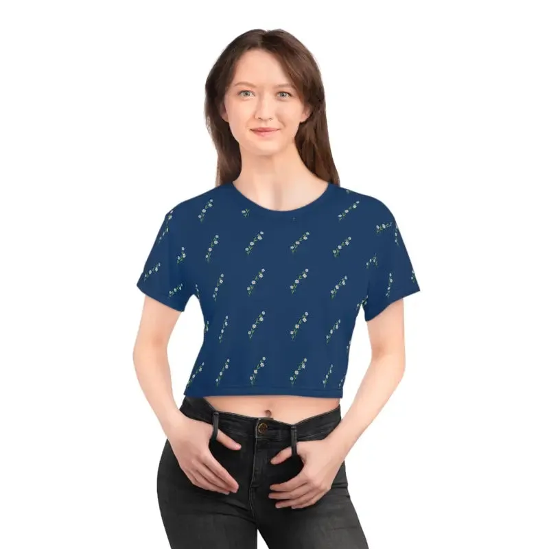 Elevate your Style White Flowers Women Crop Tee